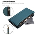 thumbnail image 5 of For Samsung Galaxy A37 5G Wallet Phone Case-PU Leather Magnetic Flip Cover with 9 Credit Card Slots,Zipper Pocket & Detachable Wrist Strap,Shockproof,Dark Green,For Galaxy A37 5G, 5 of 8
