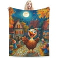 thumbnail image 5 of Thanksgiving Blanket Pumpkin and Turkey Flannel Blanket Soft Cozy Throw Blankets for Bed Sofa Couch Office Travel All Season 80"X60", 5 of 8