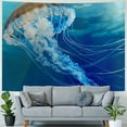 thumbnail image 4 of Fenyluxe  Jellyfish Tapestry, Blue Spotted Jelly Fish Aquarium Life Marine Animals Ocean Predator in the Deep Water, Wide Wall Hanging for Bedroom Living Room Dorm, Blue Cadet 40x30inch, 4 of 6