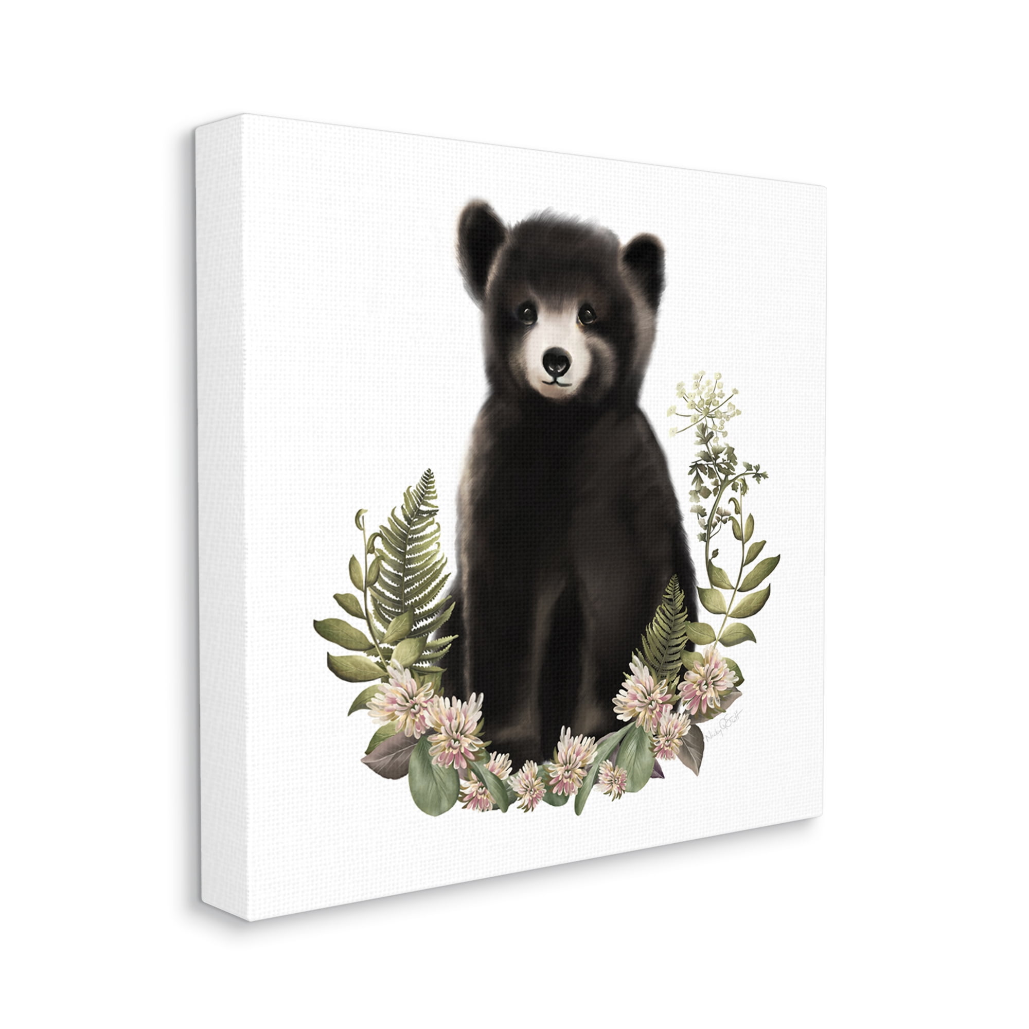 Stupell Industries Floral Bramble Bear Animals & Insects Painting Gallery Wrapped Canvas Art Print Wall Art, 24 x 24