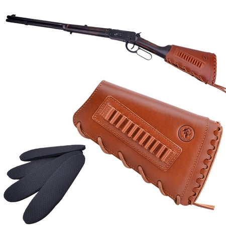 Wayne s Dog Full Leather Rifle Buttstock Gun Cartridge Holder Sleeve Cover .22lr .22mag .17hmr Fit LEFT HANDED