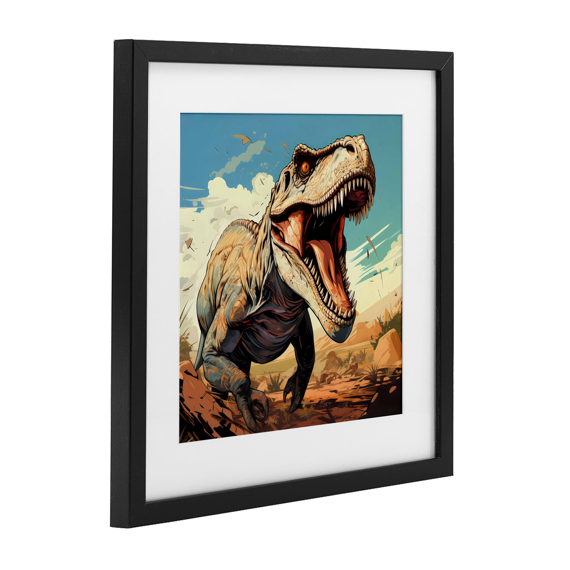 Stupell Industries Velociraptor Desert Sunset Black Framed Print Under Glass, design by Creative Studio