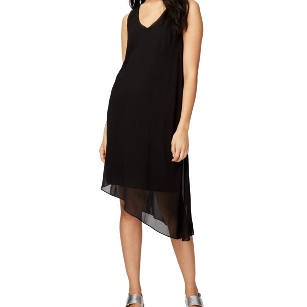 Vestido recto Rachel Roy superpuesto para mujer negro mediano