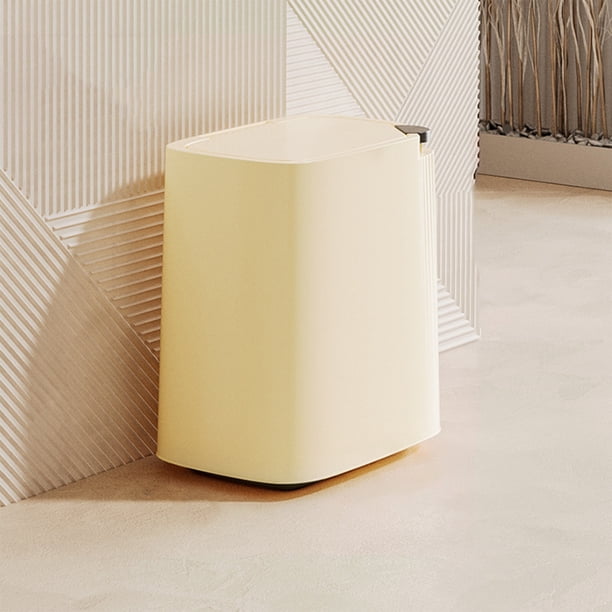 Fiudx Basurero de Empuje para El Hogar, Diseño Delgado con Tapa y Desodorante, Ahorra Espacio, Fácil de Usar, Ideal para Cocina, Baño, Sala de Estar, Hogar Moderno, Blanco/Amarillo/Verde, 29 X 28,5 X