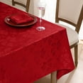 thumbnail image 2 of Romanstile Christmas Rectangle Tablecloth, Jacquard Waterproof Damask Floral Polyester Table Cloth, Waterproof Wipeable Table Cover for Dining, Holiday, Party Decor (Red, 60 x 84 Inch), 2 of 8