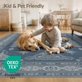 thumbnail image 4 of ODIKA 9'x12' Navy Blue Charcoal Medallion Traditional Washable Area Rug Intricate Geometric Star Motifs With Decorative Corner Non-Slip, Chair-Friendly for Dining Room, Basement, Large Office, 4 of 7
