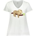 thumbnail image 3 of Inktastic Cute Sloth, Baby Sloth, Lazy Sloth, Sleeping Sloth Women's Plus Size V-Neck T-Shirt, 3 of 5