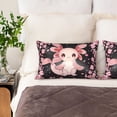 thumbnail image 2 of KLL Cute Axolotl Sakura Blossoms Pattern Silk Pillowcase for Hair and Skin Standard Size 20"X 30" Soft Breathable Pillow Covers for Sleeping, 2 of 6