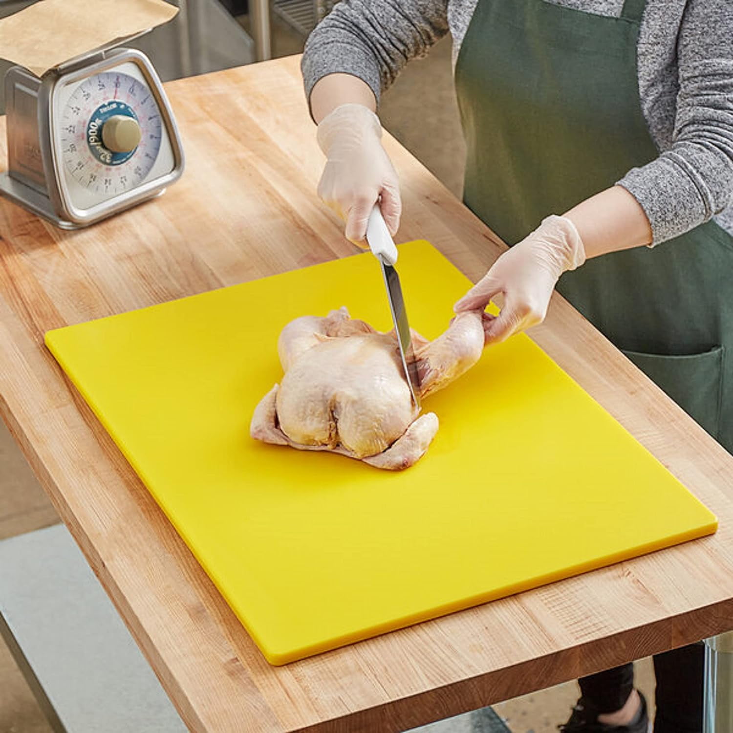 TrueCraftware- 24" X 18" X 1/2” Plastic Cutting Board for Kitchen Yellow Color- Plastic Commercial Chopping Board Anti Slip Surface Chopping Food Cutting Mat for Meat Vegetables Dishwasher Safe