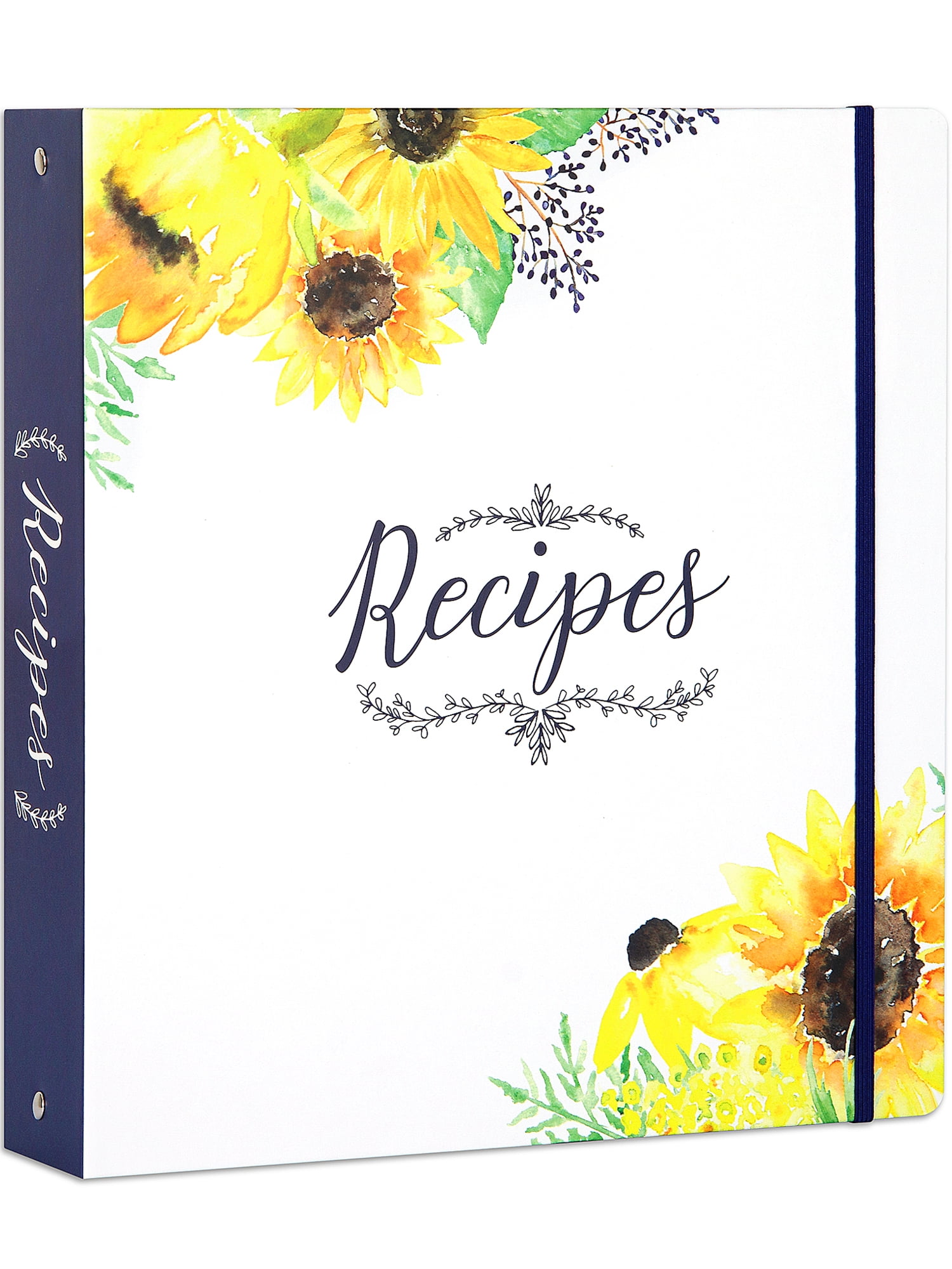 Outshine Premium Sunflower Recipe Binder Gift Set with 20 Full Page Recipe Paper, 36 Recipe Cards, Matching Binder Sleeves, 12 Recipe Dividers, 24 Tab ...