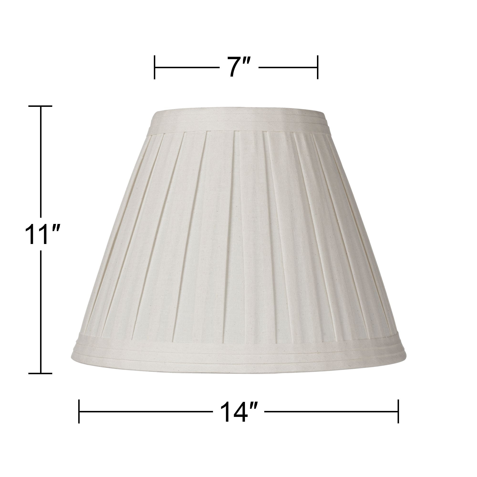 Springcrest Creme Linen Medium Box Pleat Lamp Shade 7" Top x 14" Bottom x 11" High (Spider) Replacement with Harp and Finial