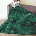 thumbnail image 6 of Honeii Green Leave Fern Print Fleece Blanket - Throw Blanket for Bed, Sofa, Couch, Camping, and Travel , Microplush Ultra Soft Warm Blanket-40"x30", 6 of 7