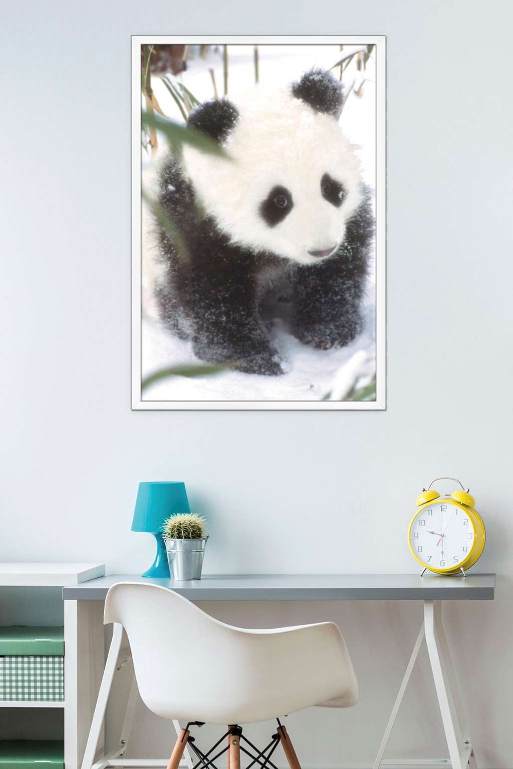 Animals - Panda in the Snow Wall Poster, 22.375" x 34", Framed
