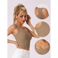 thumbnail image 3 of DARING DIVA Women's Square Neck Ribbed Slim Fit Tank Top Built-In Bra S Light Brown, 3 of 6