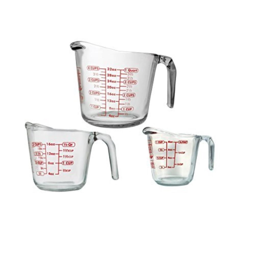 3 Piece Glass Measuring Cup Set By Anchor Hocking 3 Piece Glass 