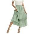 thumbnail image 4 of Women's Polka Dot Hollow Out Long Skirt Lace Stitching Pleated Loose High Waist Dress, 4 of 8