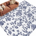 thumbnail image 3 of 8x10 Area Rugs, Blue Flower Non-Skid Rubber Backing Large Rectangle Rugs - Living Room Bedroom Home Office, Spring Leaf Vintage Farmhouse Boho Plant Indoor Floor Mat Carpets Washable Rug, 3 of 9