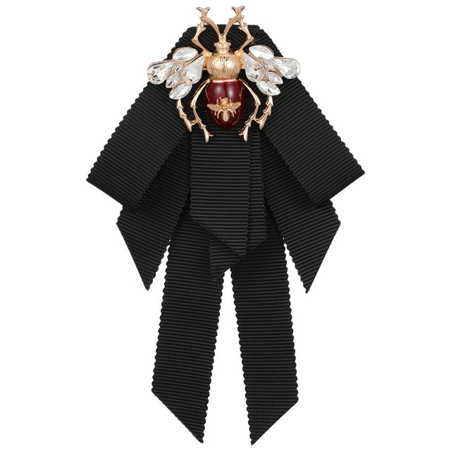 1 broche retro de abeja con forma de pajarita para mujer y niña (negro)