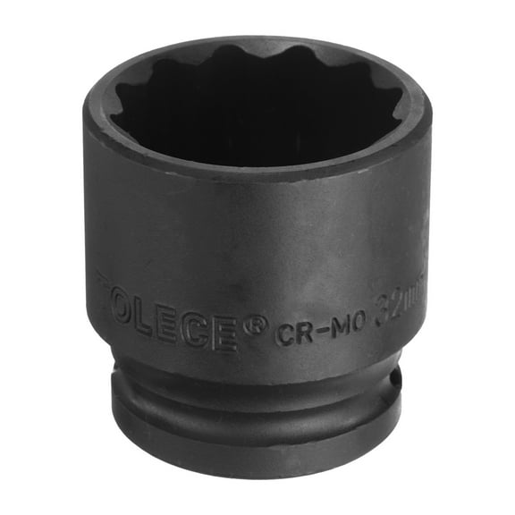 Uxcell 1/2" Drive x 32mm Shallow Impact Socket 12-Point Metric CR-MO Steel Nut Impact Grade Socket for Auto Repair
