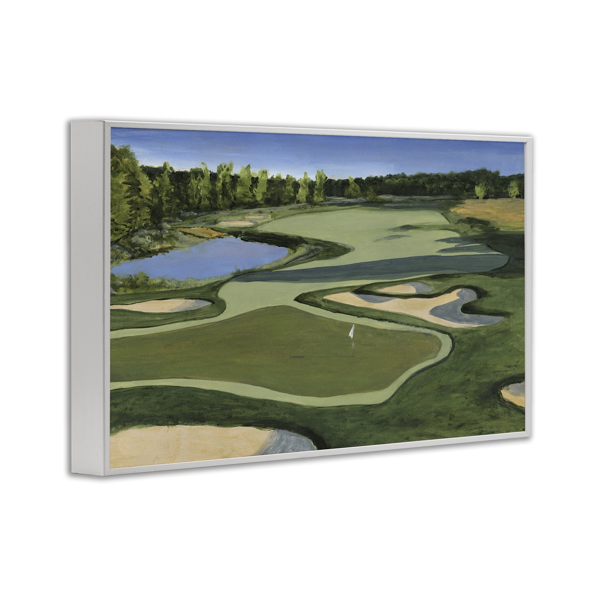 Stupell Industries Traditional Golf Course Landscape Painting White Framed Art Print Wall Art, 30 x 20