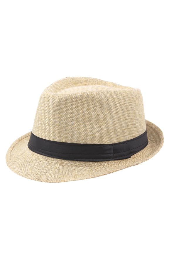 Straw Fedora Hats For Men And Women Short Brim Summer Beach Hat Trilby Panama Sun Hats Beige