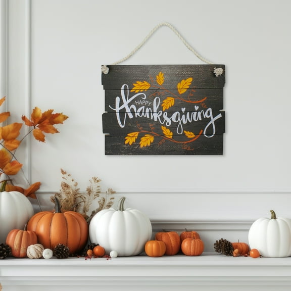 Northlight Happy Thanksgiving Wooden Hanging Wall Sign - 15"