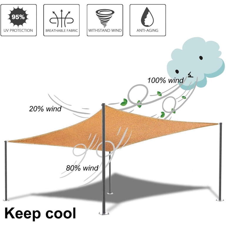 Icyclemart 6' x 10' Sand Rectangle Sun Shade Sail, UV Block and