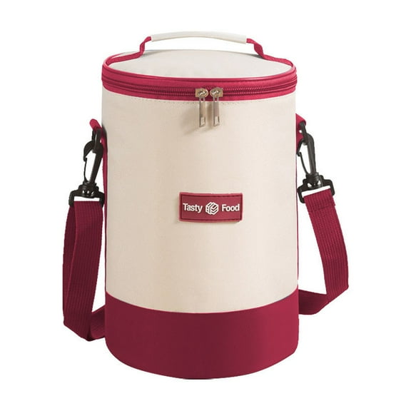 EUDIDV Insulated Lunch Tote Cylinder Insulated Bag Shoulder Strap Model Round Multi-Layer Lunchbox Bag Worker School Handheld Crossbody Bento Bag Premium Insulation