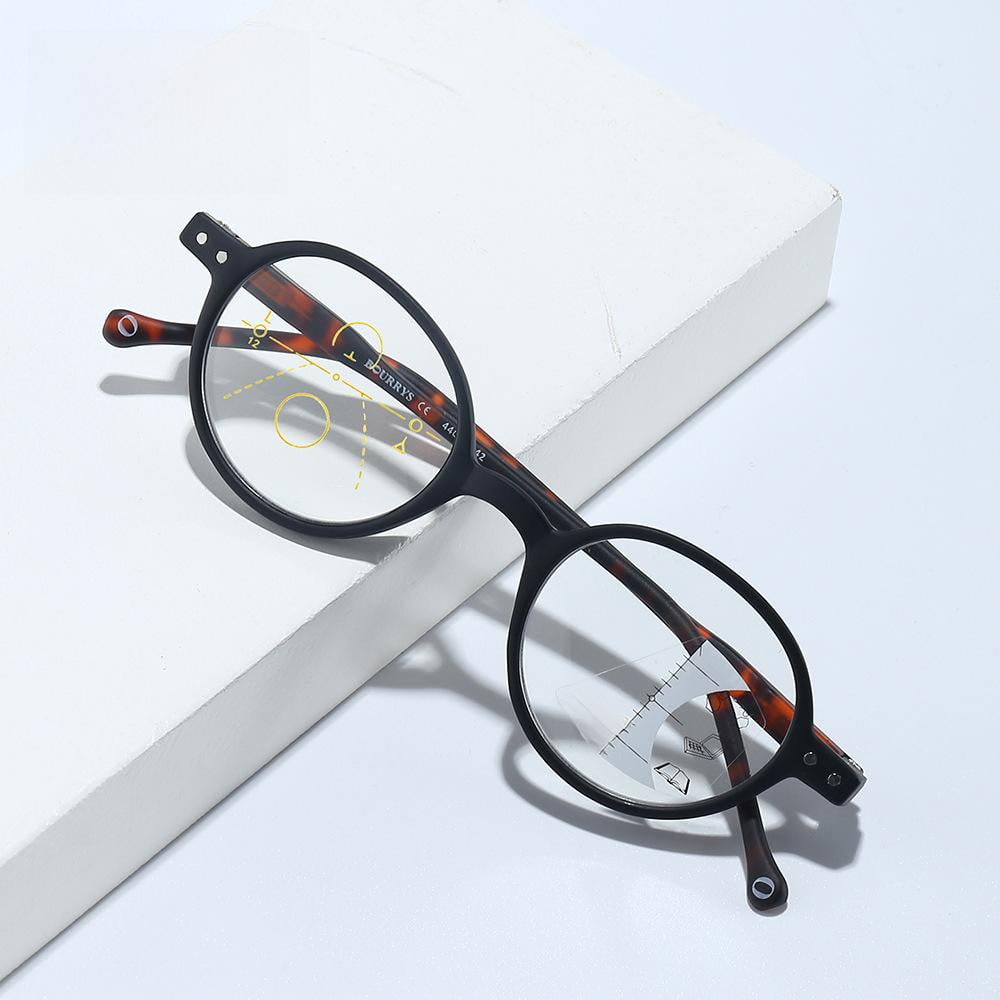 2 Pairs of New Anti-Blue Light Multifocal Round Reading Glasses For Women and Men Tortoise Presbyopic Glasses Spring Hinge Progressive Readers +2.50