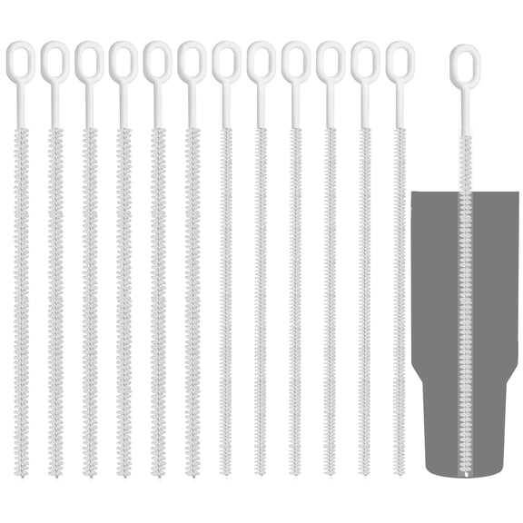 NiHome 12-Pack Heavy Duty Straw Cleaning Brushes Fit for Stanley Tumbler, 6mm &10mm Straw Cleaner Brush for Different Straw Sizes, 12" Extra Long Straw Brushes, Durable Nylon&Stainless Steel Reusable