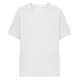 thumbnail image 7 of HomeDM Short Sleeve Shirts for Women, V Neck Summer Loose Fit Solid Color Basic Tee with Pocket - White/XL, 7 of 7