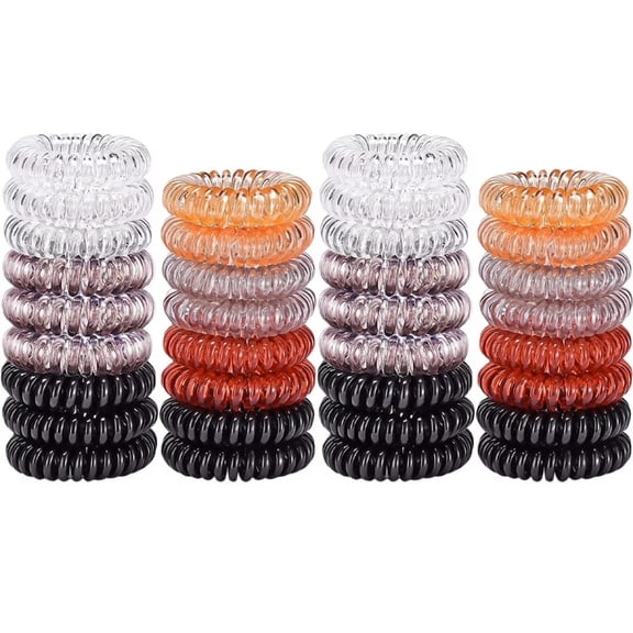 34 Pack Spiral Hair Ties, No Crease Coil Elastics, Phone Cord Ponytail Holders, Candy Colors Hair Accessories for Women