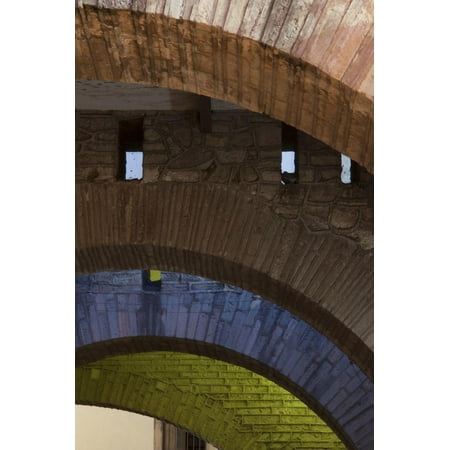 Looking Up into Arched Architecture Lighted by Different Temperature Outdoor Lighting, Mexico Print Wall Art By Judith (Best Lighting For Outdoor Photography)
