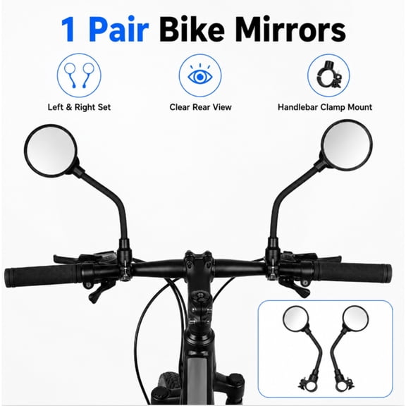 2 Pack Bike Handlebar Mirrors, Adjustable Rear View Mirrors with Convex Lens for Mountain and Road Bikes, TIKA