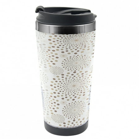 

Geometric Travel Mug Nostalgia Circles Dots Steel Thermal Cup 16 oz by Ambesonne