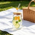 thumbnail image 4 of Glass Tumbler with Lid and Glass Straw 450ml Butterfly Design for Iced Coffee, Water, Tea, Cold Drinks at Home or Office, 4 of 6