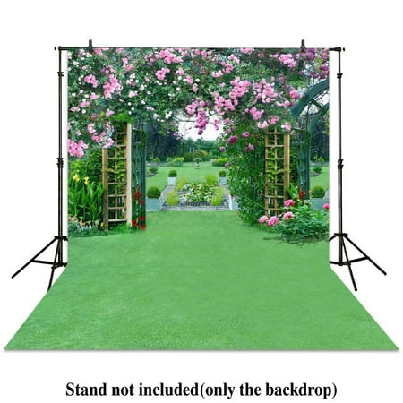 Image of 5x7ft photography backdrop wedding garden flower door grass grassland backgrounds photocall photographic photo studio