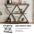 thumbnail image 3 of 3-Tier Console Table – Industrial X-Shaped Metal Frame, Narrow Storage Sofa Table for Entryway, Living Room, Hallway – Adjustable Feet – Grey, 3 of 8