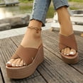 thumbnail image 4 of Mostsola Platform Slippers for Women Slip on Sandals Cross Strap Wedges Heels Casual Summer Heels, 4 of 8