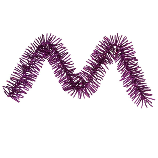 Guirlande de Noël Artificielle en Guirlande Violette Pétillante de 9' x 10" Pré-Éclairée - Lumières Violettes