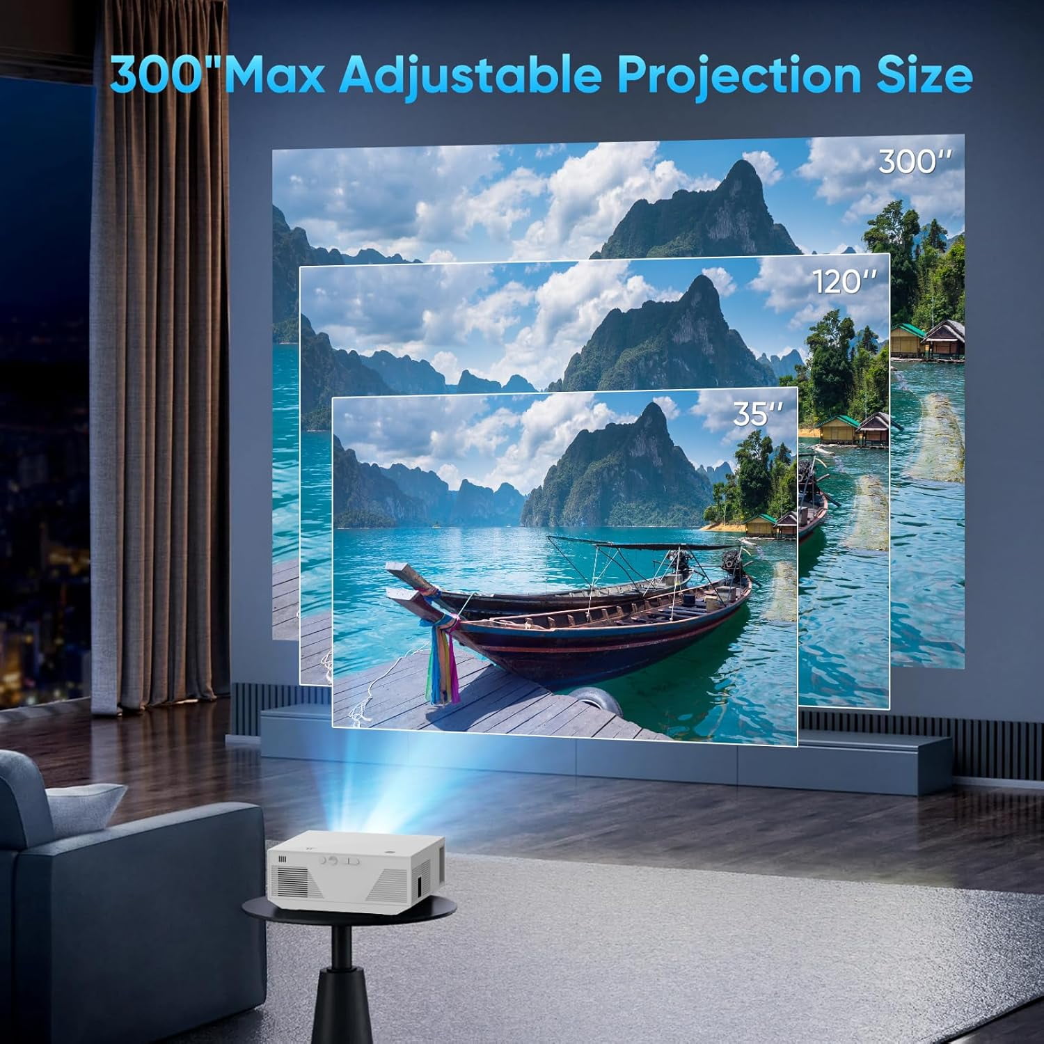 Kanstar C06P Mini Projector, Native 1080P Full HD Outdoor Movie Projector with WiFi and Bluetooth