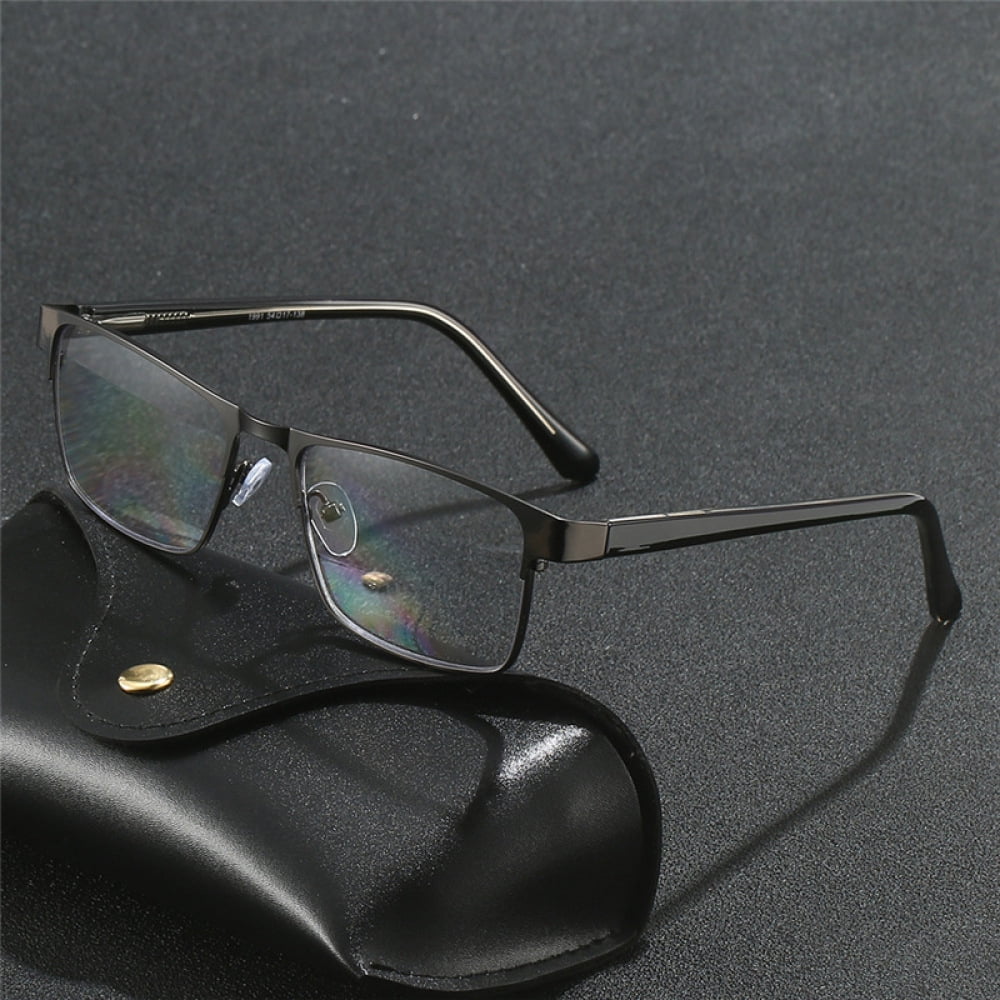 3 Pairs of Mens Blue Light Blocking Classic Reading Glasses 3.0 Rectangle Metal Rimmed Spring Hinges Readers +3.0
