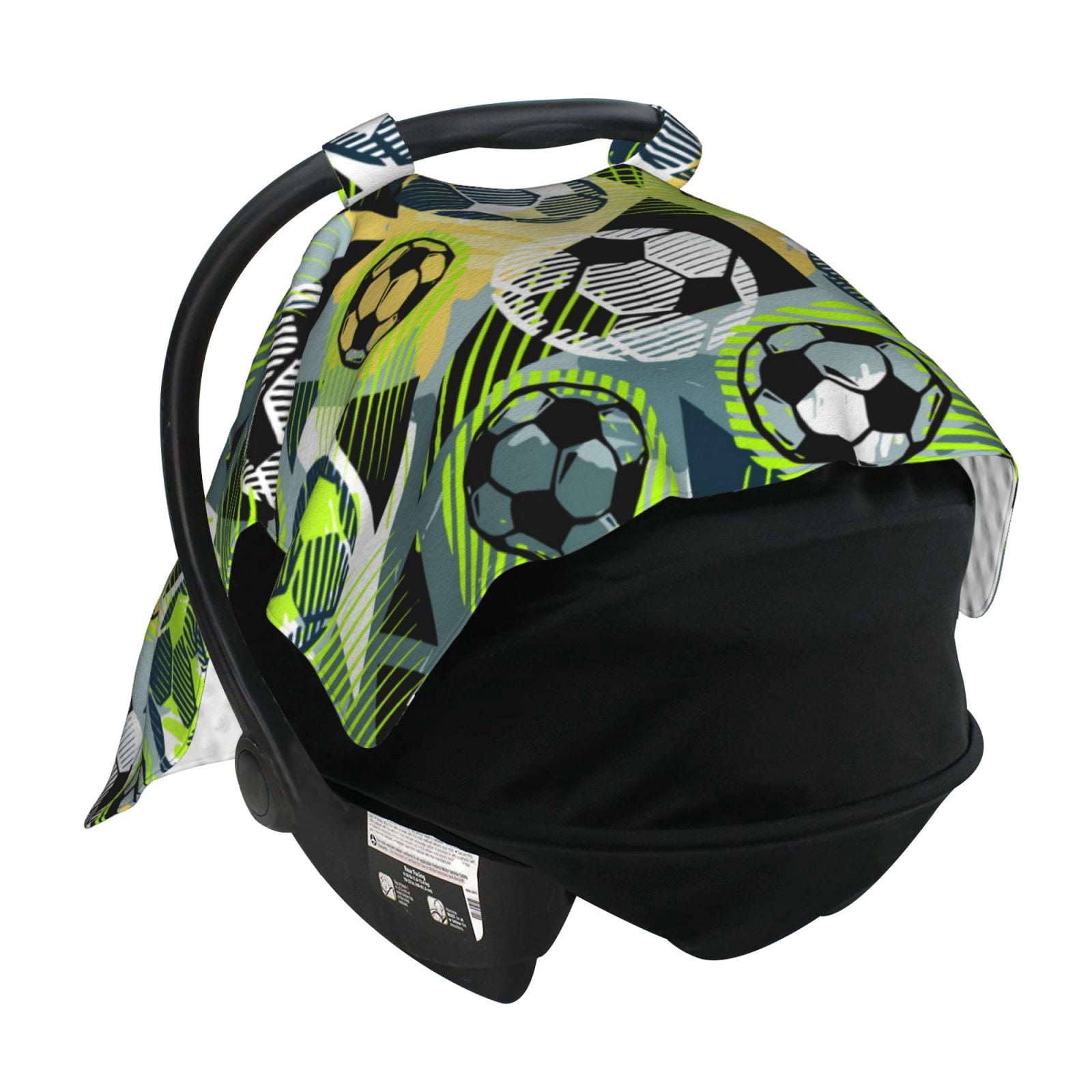 Naloa Football Doodle Baby Car Seat Cover, Breathable Baby Carrier Cover, Multiuse Baby Carrier Cover & Nursing Breastfeeding Cover