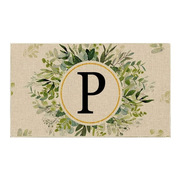 Precio reducido por tiempo limitado!Felpudos con letras para puerta delantera, decoración Floral, felpudos con iniciales, entrada al aire libre, decoración de apellidos para el hogar, interior y exte