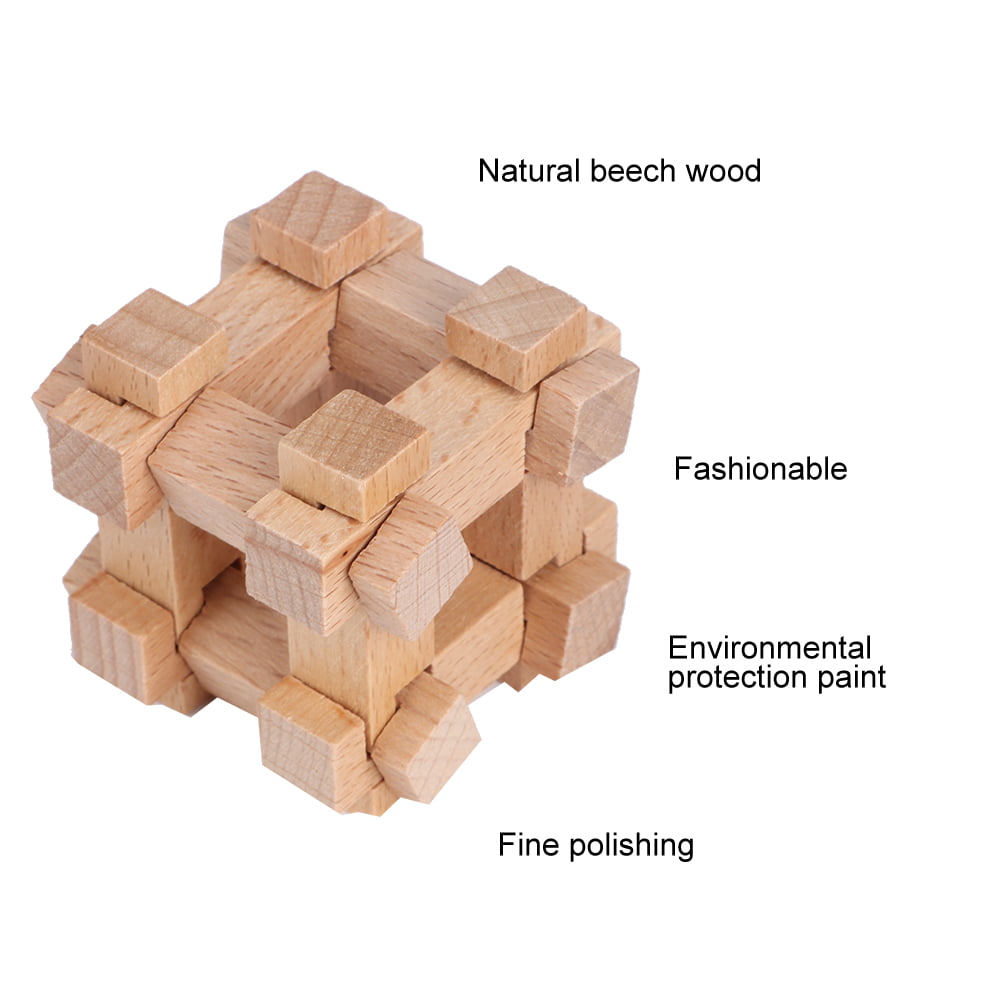Wooden Lock Puzzle Educational Toy Gift Guadrate Box Great For Child & Adult