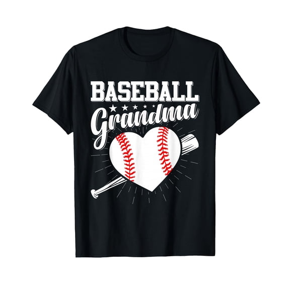 Stylish Baseball Grandma T-Shirt with Heart and Bat Design for Proud Baseball Fans