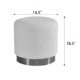 thumbnail image 3 of Bellini White Boucle Fabric Round Footstool Ottoman with Golden Accent Base Medium Size, 3 of 5