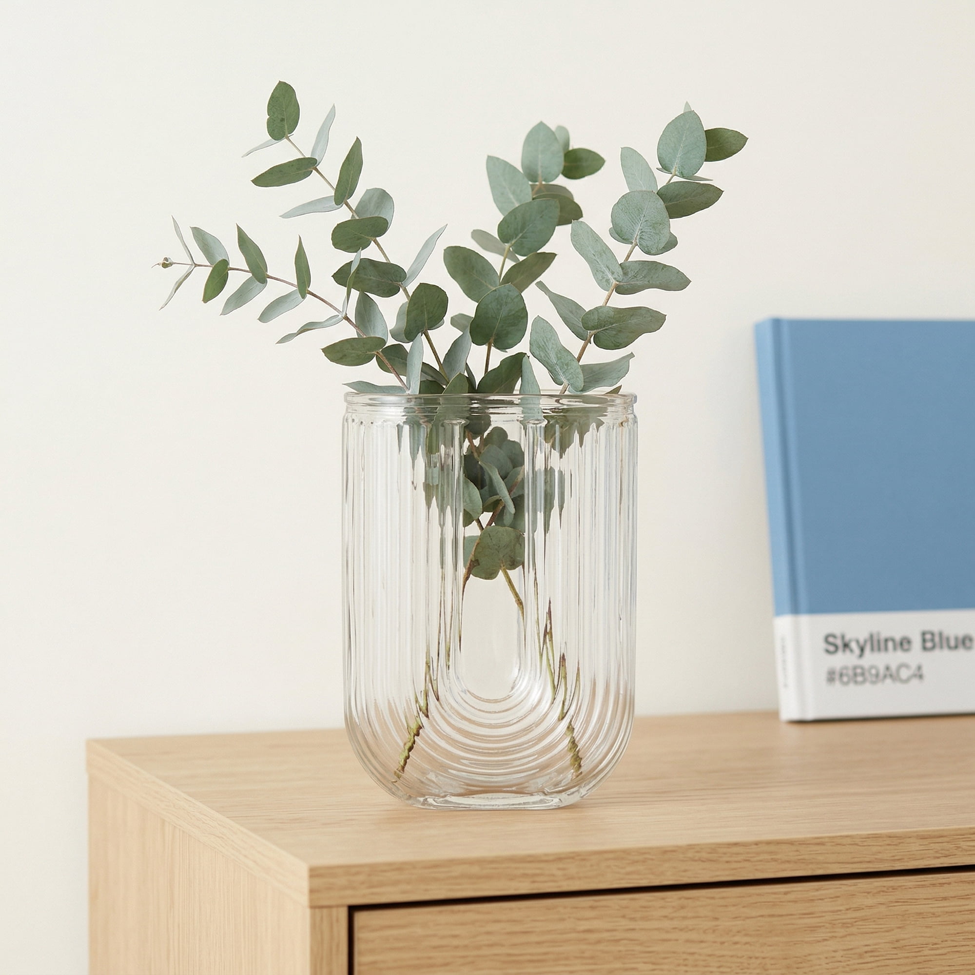 Unique Bargains Glass Vase for Flowers Nordic Decorative Clear 4.7"L x 4.7"W x 7.9"H