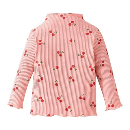 

Boys Cute Tops 18-24 Months Spring And Autumn Cherry Print Casual Fashion Trend Cute Sweet Pullover Pink-1