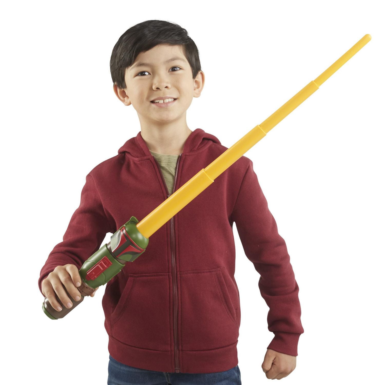 Star Wars Lightsaber Squad Boba Fett Extendable Yellow Lightsaber Role Play, Pretend Play Toy for Kids Ages 4 and Up